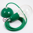 Hanging Lamp, pendel fabric cable Green RM06 2mt. Green Metal Rose and Lampholder.