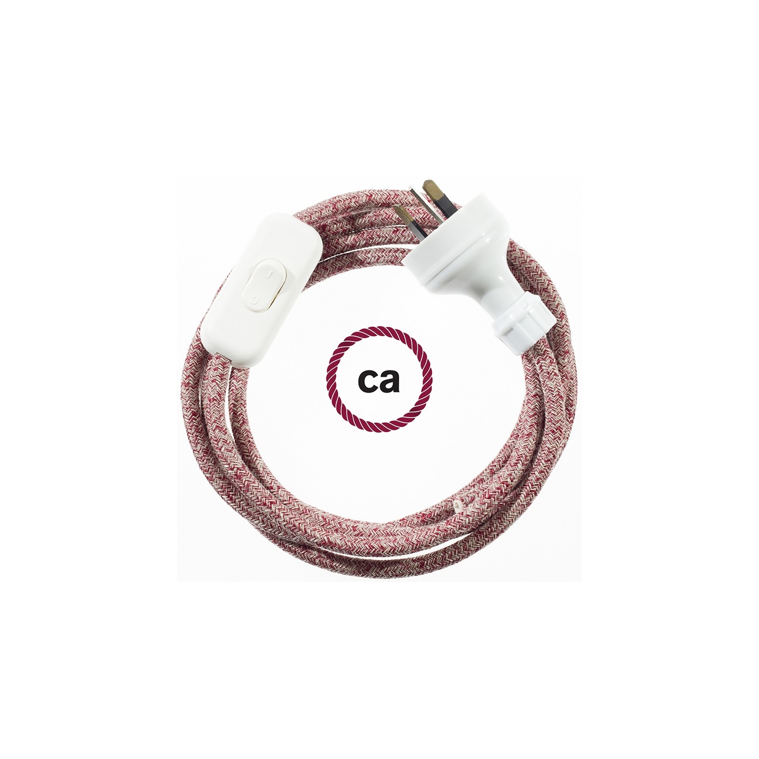 Wiring Red Glittering Natural Linen textile cable RS83 - 1.80 mt