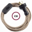 Wiring Brown Glittering Natural Linen textile cable RS82 - 1.80 mt