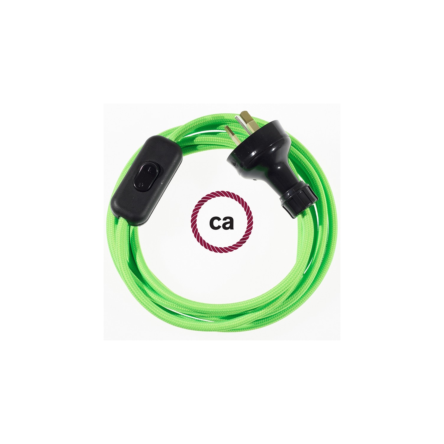 Wiring Green Fluo textile cable RF06 - 1.80 mt