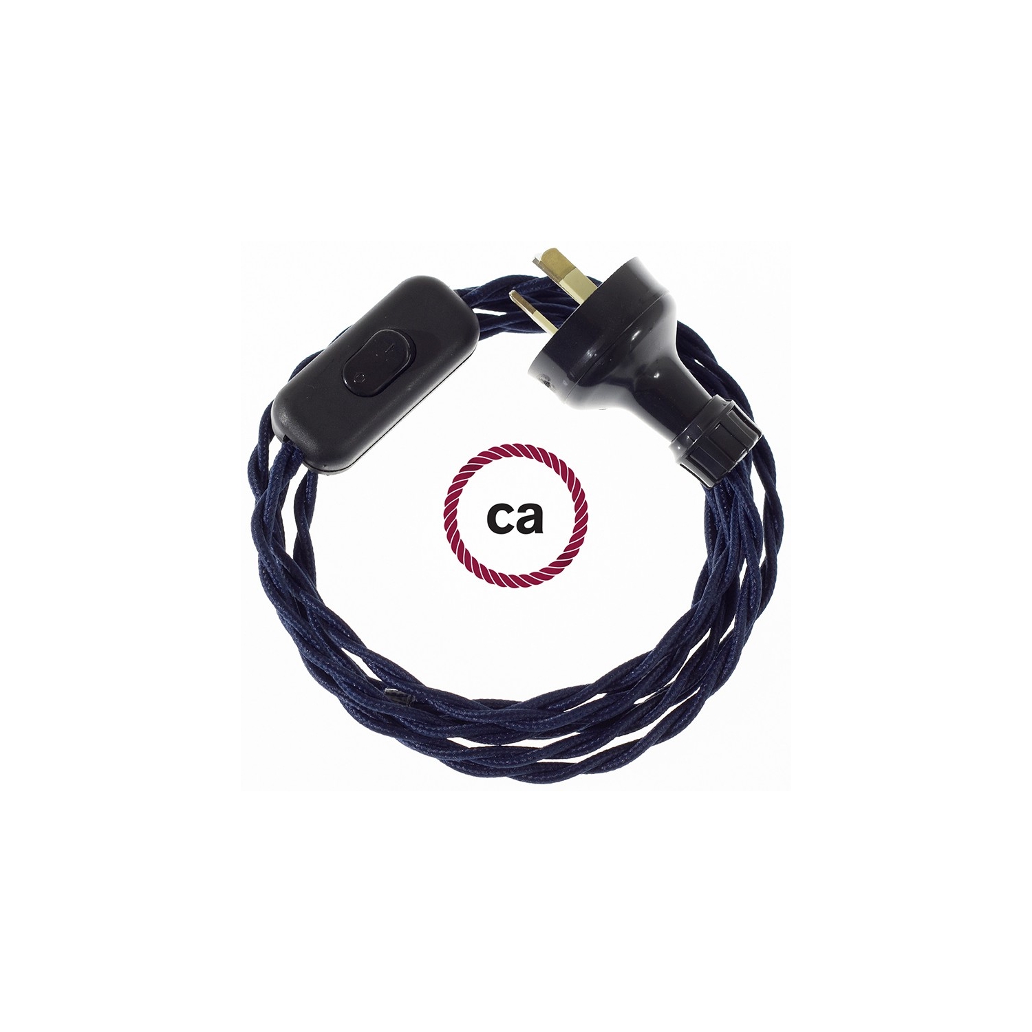Wiring Dark Blue Rayon textile cable TM20 - 1.80 mt