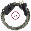 Wiring Grey Green Cotton textile cable TC63 - 1.80 mt