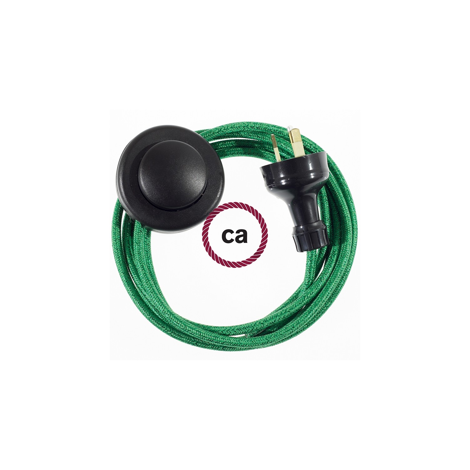 Wiring Pedestal Glittering Green textile cable RL06 - 3 mt