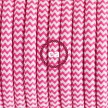 Single Pendant, suspended lamp with ZigZag Fuchsia textile cable RZ08