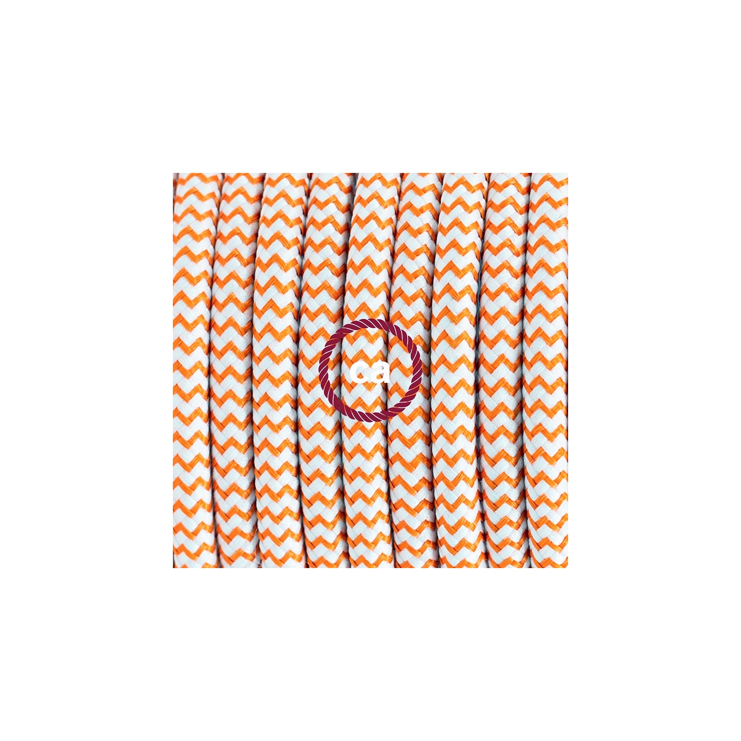 Single Pendant, suspended lamp with ZigZag Orange textile cable RZ15