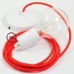 Single Pendant, suspended lamp with Orange Fluo textile cable RF15