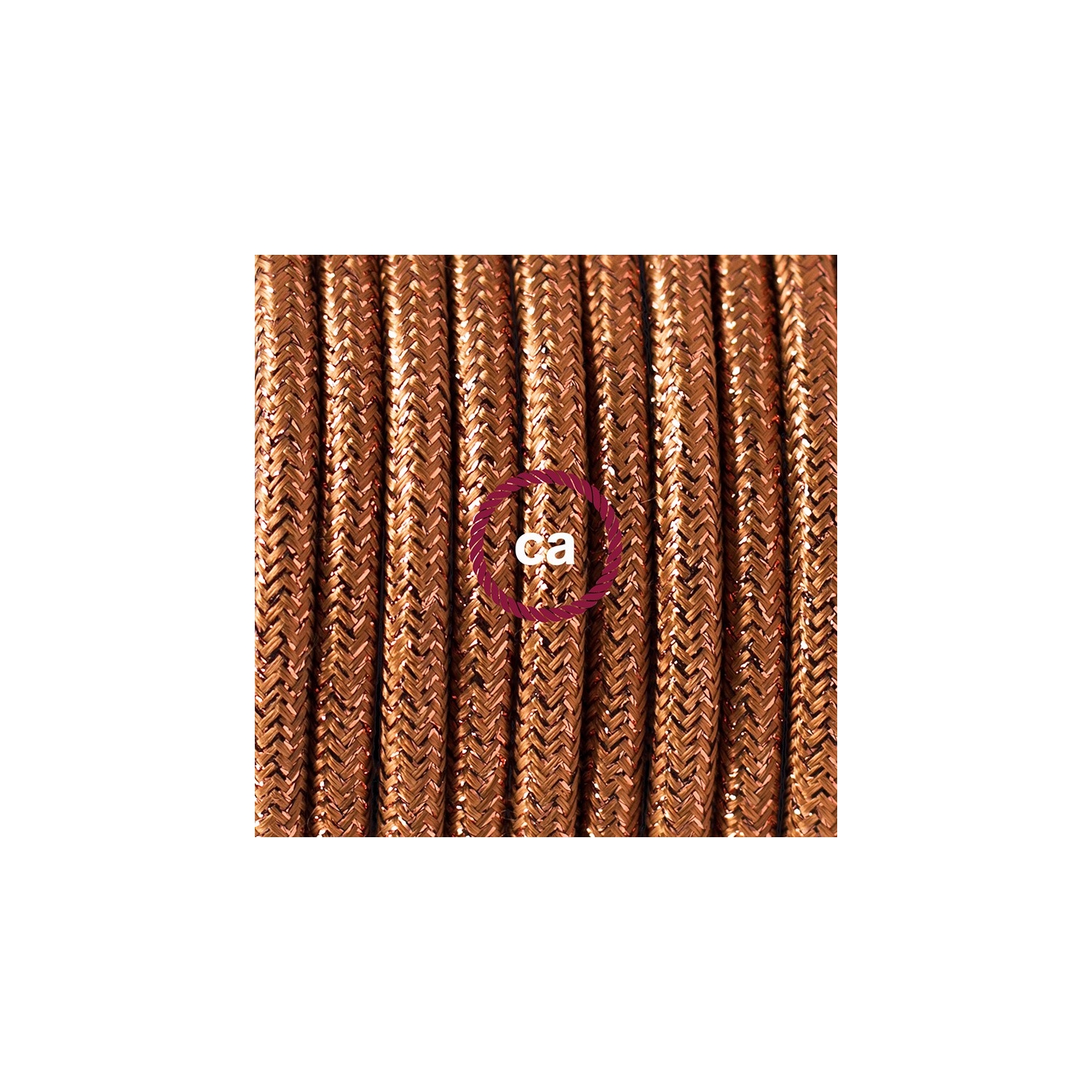 Single Pendant, suspended lamp with Glittering Copper textile cable RL22
