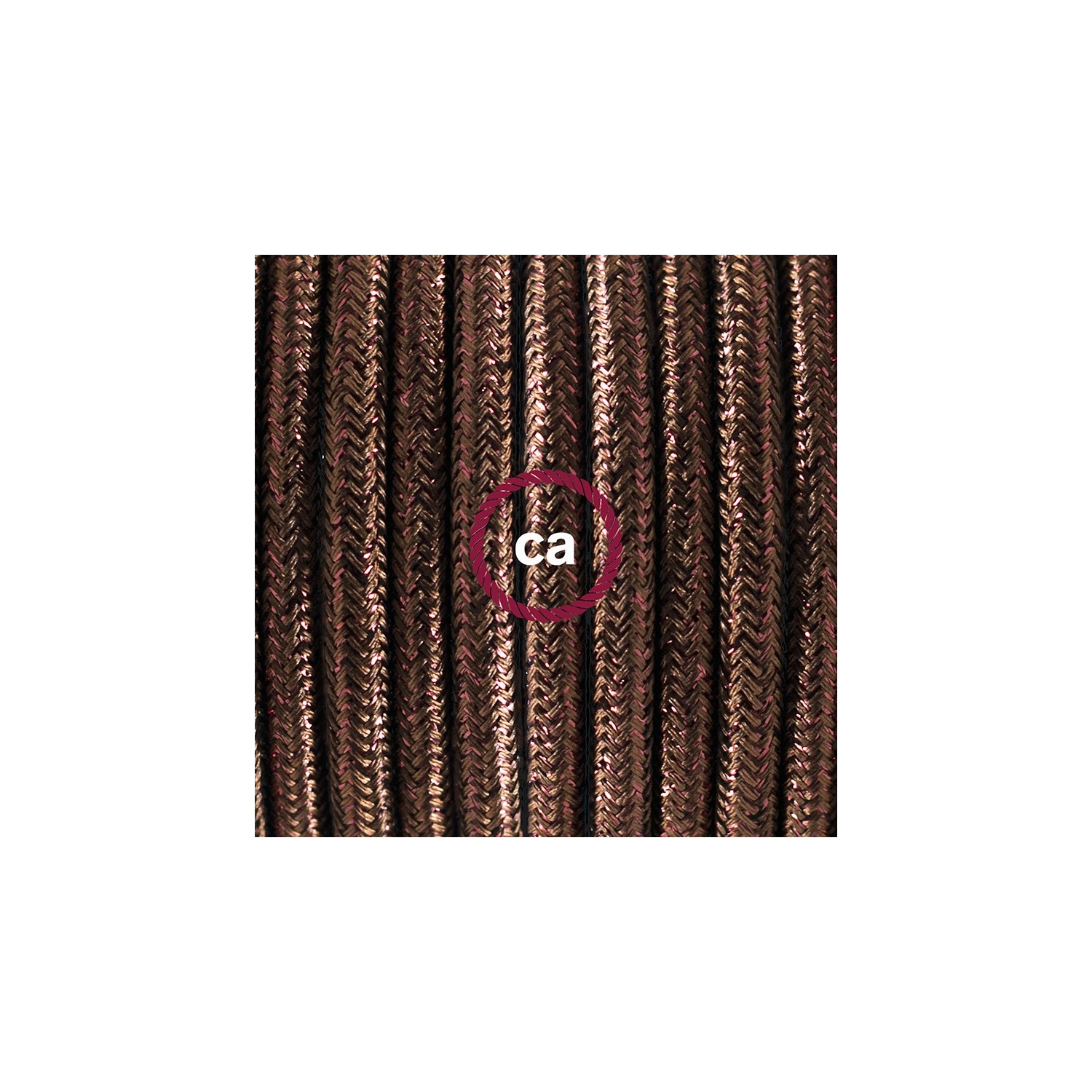Single Pendant, suspended lamp with Glittering Brown textile cable RL13