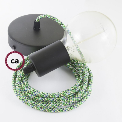 Single Pendant, suspended lamp with Pixel Green textile cable RX05
