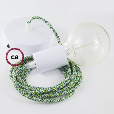 Single Pendant, suspended lamp with Pixel Green textile cable RX05