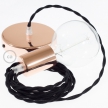 Single Pendant, suspended lamp with Black Cotton textile cable TC04
