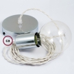 Single Pendant, suspended lamp with Ivory Rayon textile cable TM00