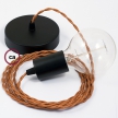 Single Pendant, suspended lamp with Whiskey Rayon textile cable TM22