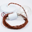 Single Pendant, suspended lamp with Deer Cotton textile cable TC23