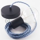 Single Pendant, suspended lamp with Ocean Cotton textile cable TC53