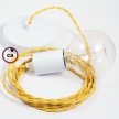 Single Pendant, suspended lamp with Yellow Rayon textile cable TM10