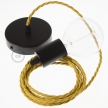 Single Pendant, suspended lamp with Mustard Rayon textile cable TM25