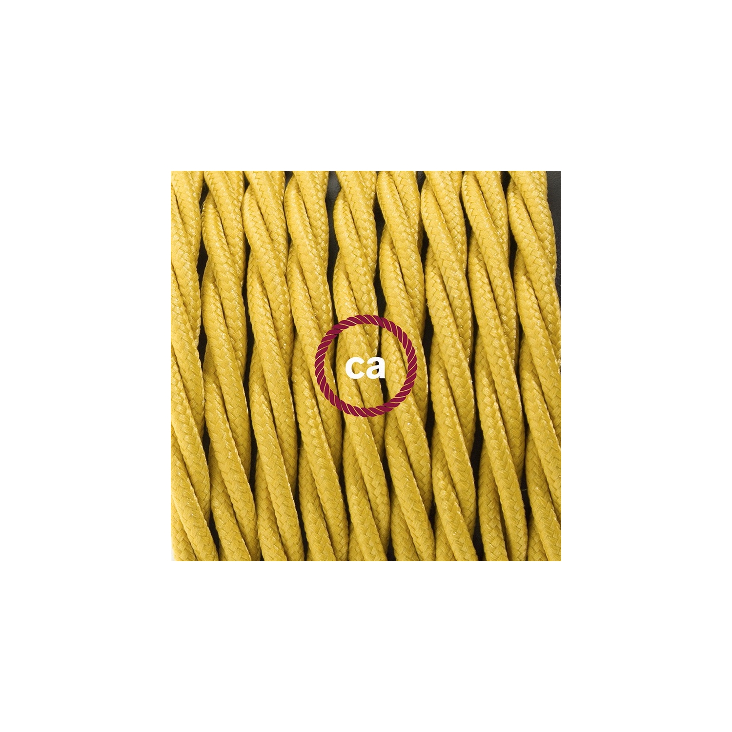 Single Pendant, suspended lamp with Mustard Rayon textile cable TM25