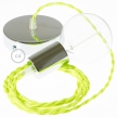 Single Pendant, suspended lamp with Yellow Fluo textile cable TF10