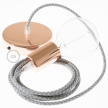 Single Pendant, suspended lamp with Lozenge Steward Blue textile cable RD65