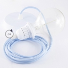 Pendant for lampshade, suspended lamp with Baby Azure Rayon textile cable RM17