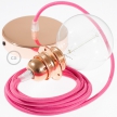 Pendant for lampshade, suspended lamp with Fuchsia Rayon textile cable RM08