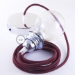 Pendant for lampshade, suspended lamp with Burgundy Rayon textile cable RM19