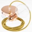 Pendant for lampshade, suspended lamp with Gold Rayon textile cable RM05
