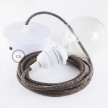 Pendant for lampshade, suspended lamp with Brown Natural Linen textile cable RN04
