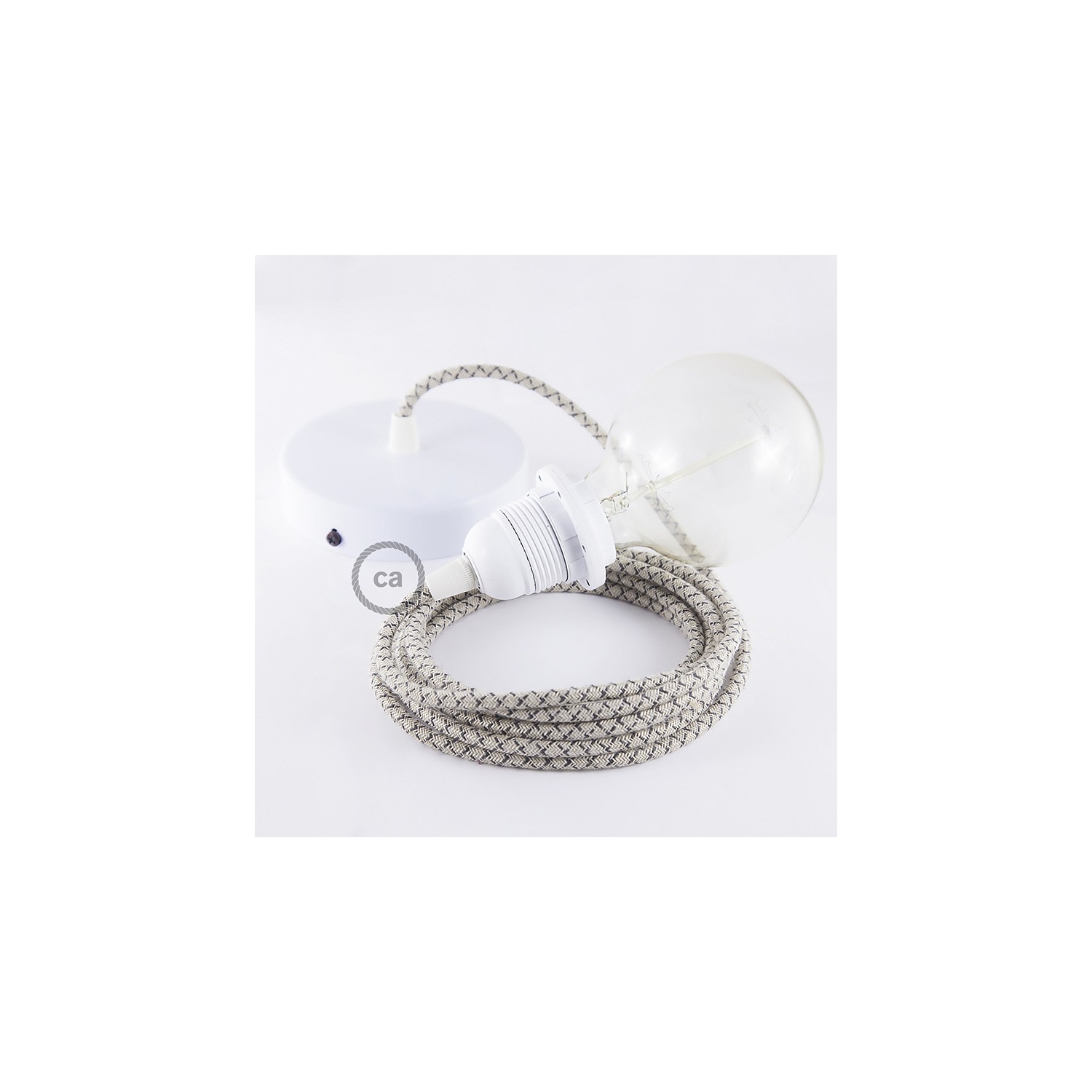 Pendant for lampshade, suspended lamp with Lozenge Anthracite textile cable RD64