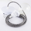 Pendant for lampshade, suspended lamp with Black Glittering Natural Linen textile cable RS81
