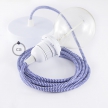 Pendant for lampshade, suspended lamp with ZigZag Blue textile cable RZ12