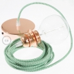 Pendant for lampshade, suspended lamp with ZigZag Green textile cable RZ06
