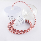 Pendant for lampshade, suspended lamp with Bicolored Red textile cable RP09