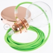 Pendant for lampshade, suspended lamp with Green Fluo textile cable RF06