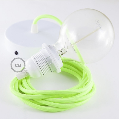 Pendant for lampshade, suspended lamp with Yellow Fluo textile cable RF10