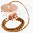 Pendant for lampshade, suspended lamp with Glittering Copper textile cable RL22