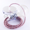 Pendant for lampshade, suspended lamp with Pixel Fuchsia textile cable RX00