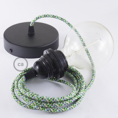 Pendant for lampshade, suspended lamp with Pixel Green textile cable RX05