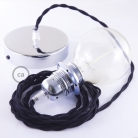 Pendant for lampshade, suspended lamp with Black Cotton textile cable TC04