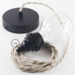 Pendant for lampshade, suspended lamp with Dove Cotton textile cable TC43