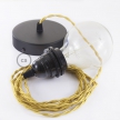 Pendant for lampshade, suspended lamp with Gold Rayon textile cable TM05