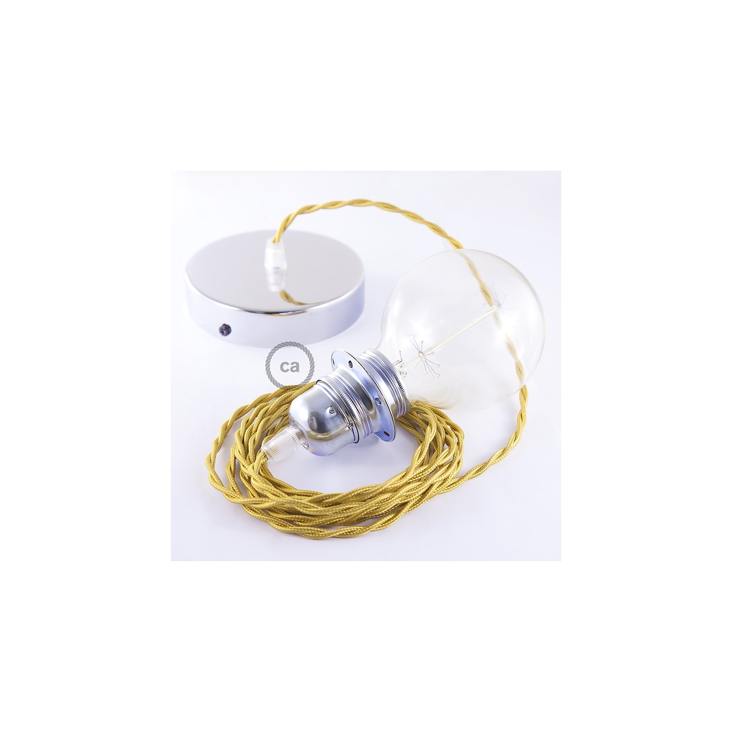 Pendant for lampshade, suspended lamp with Gold Rayon textile cable TM05