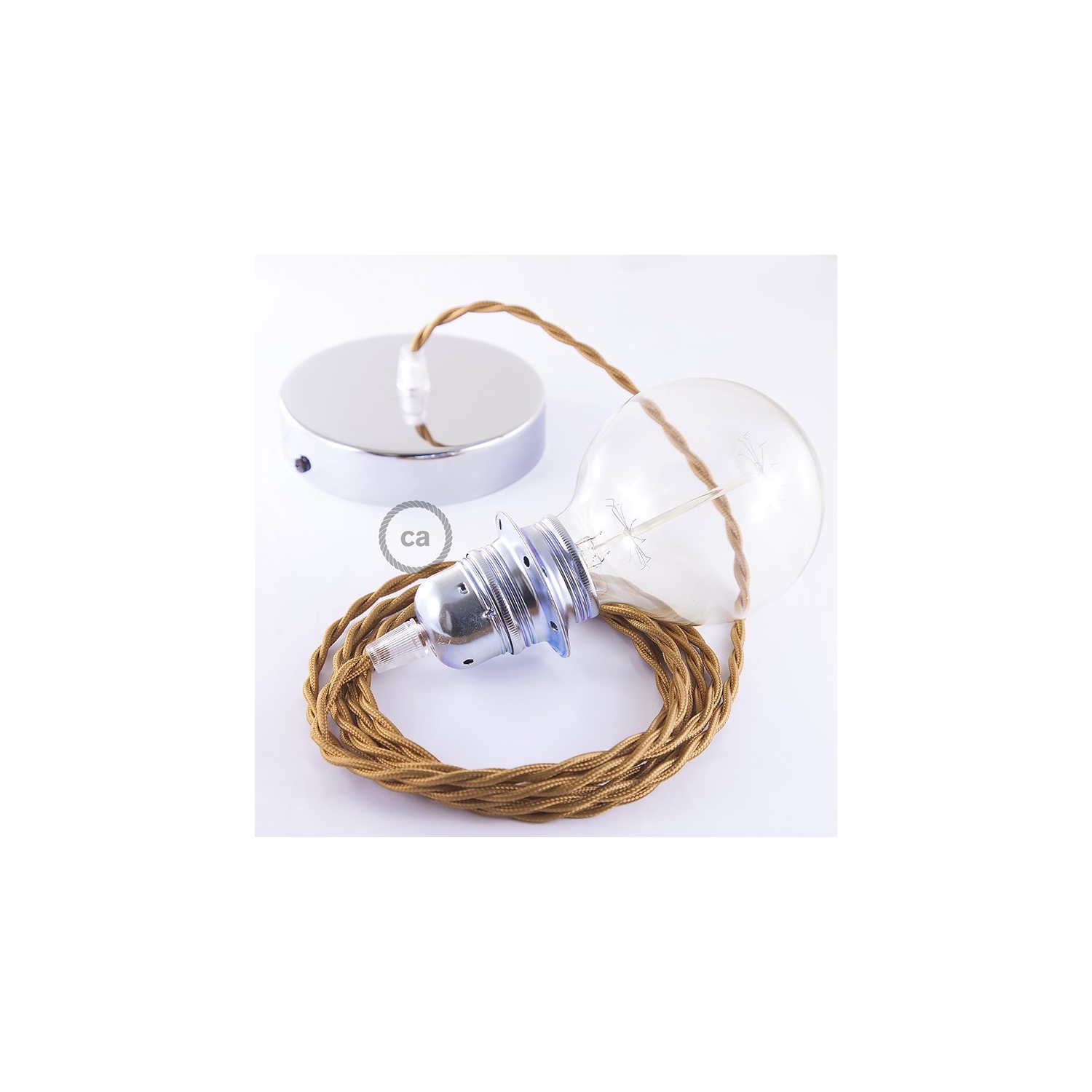 Pendant for lampshade, suspended lamp with Whiskey Rayon textile cable TM22