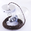 Pendant for lampshade, suspended lamp with Brown Rayon textile cable TM13