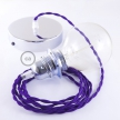Pendant for lampshade, suspended lamp with Violet Rayon textile cable TM14
