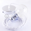 Pendant for lampshade, suspended lamp with White Cotton textile cable TC01