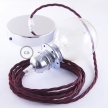 Pendant for lampshade, suspended lamp with Burgundy Rayon textile cable TM19