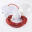 Pendant for lampshade, suspended lamp with Red Rayon textile cable TM09