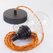 Pendant for lampshade, suspended lamp with Orange Rayon textile cable TM15